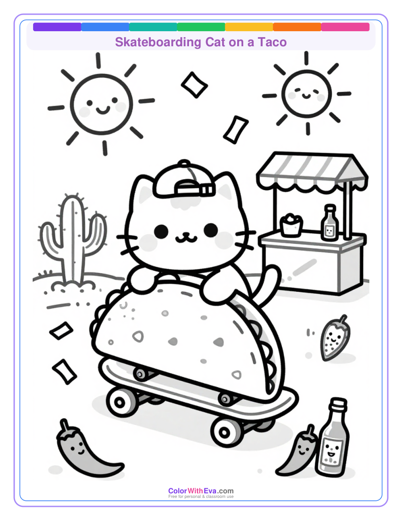 Skateboarding Cat on a Taco thumbnail