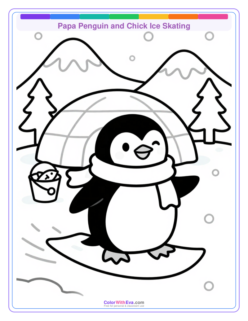 Papa Penguin and Chick Ice Skating thumbnail
