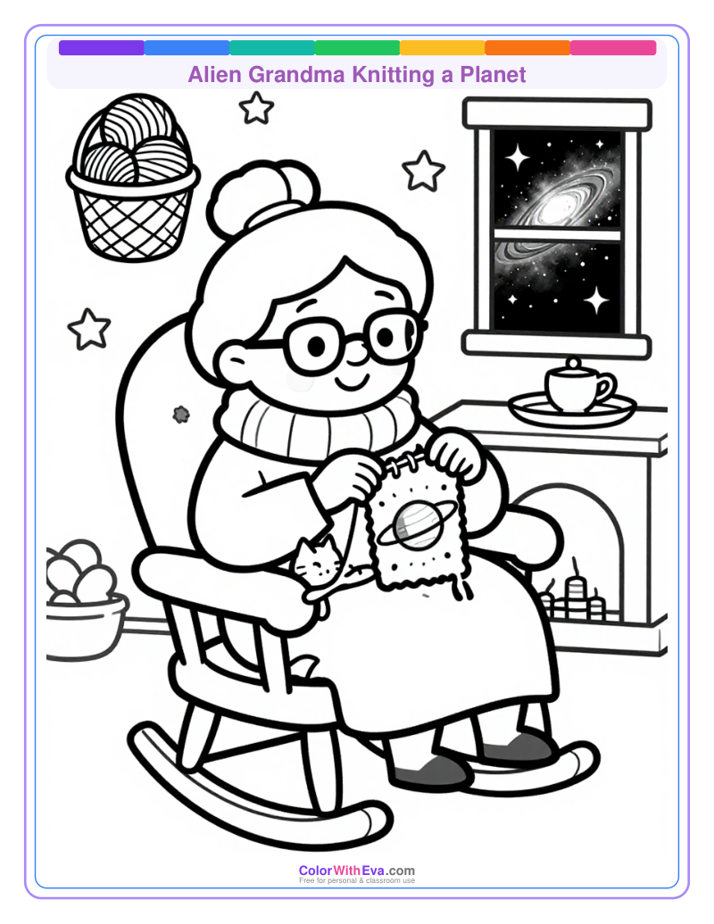 Alien Grandma Knitting a Planet thumbnail