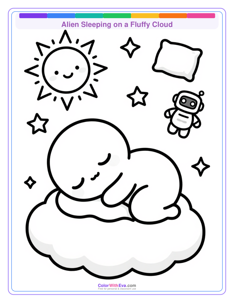 Alien Sleeping on a Fluffy Cloud preview