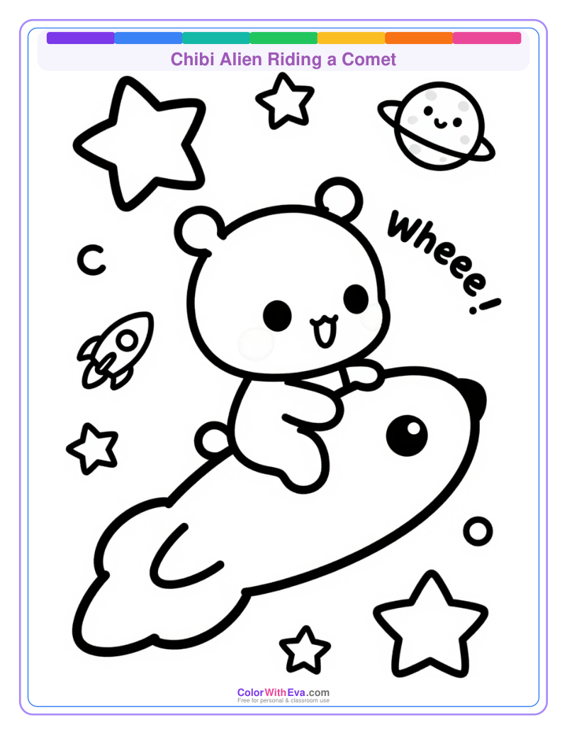 Chibi Alien Riding a Comet thumbnail