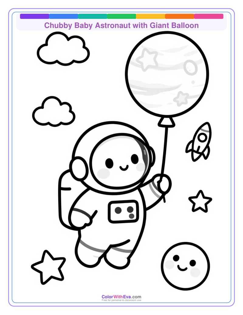 Chubby Baby Astronaut with Giant Balloon thumbnail