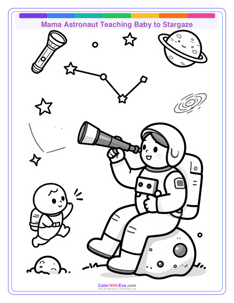 Mama Astronaut Teaching Baby to Stargaze thumbnail