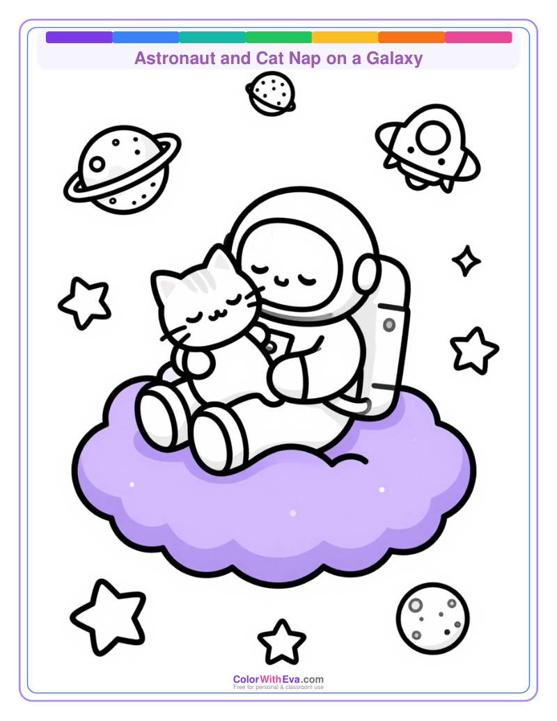 Astronaut and Cat Nap on a Galaxy thumbnail