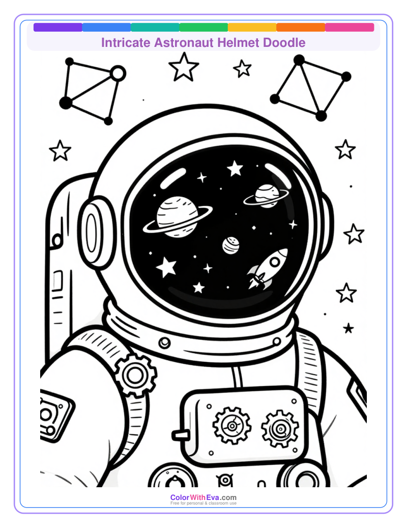 Intricate Astronaut Helmet Doodle thumbnail