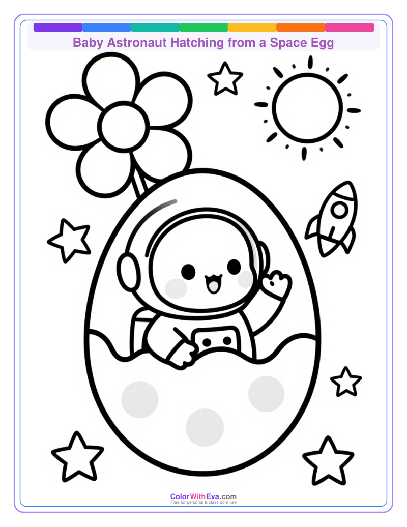 Baby Astronaut Hatching from a Space Egg thumbnail