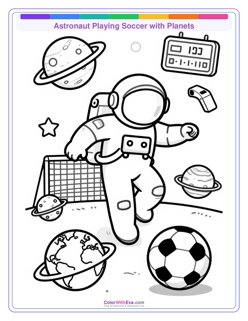 Astronaut Playing Soccer with Planets thumbnail