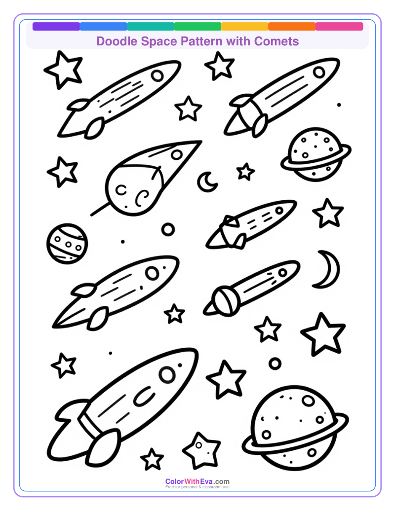 Doodle Space Pattern with Comets preview