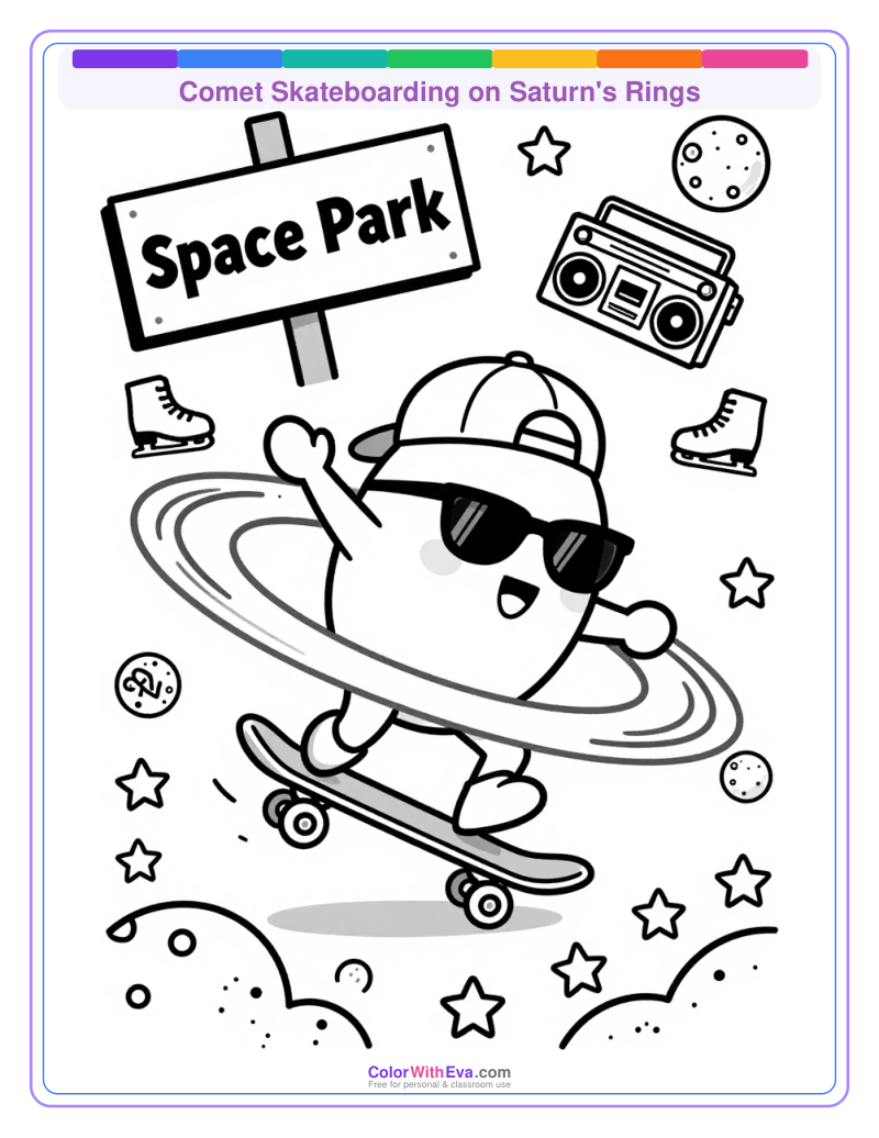 Comet Skateboarding on Saturn's Rings thumbnail