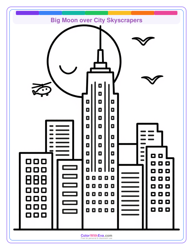 Big Moon over City Skyscrapers preview