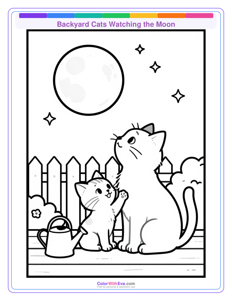 Backyard Cats Watching the Moon preview