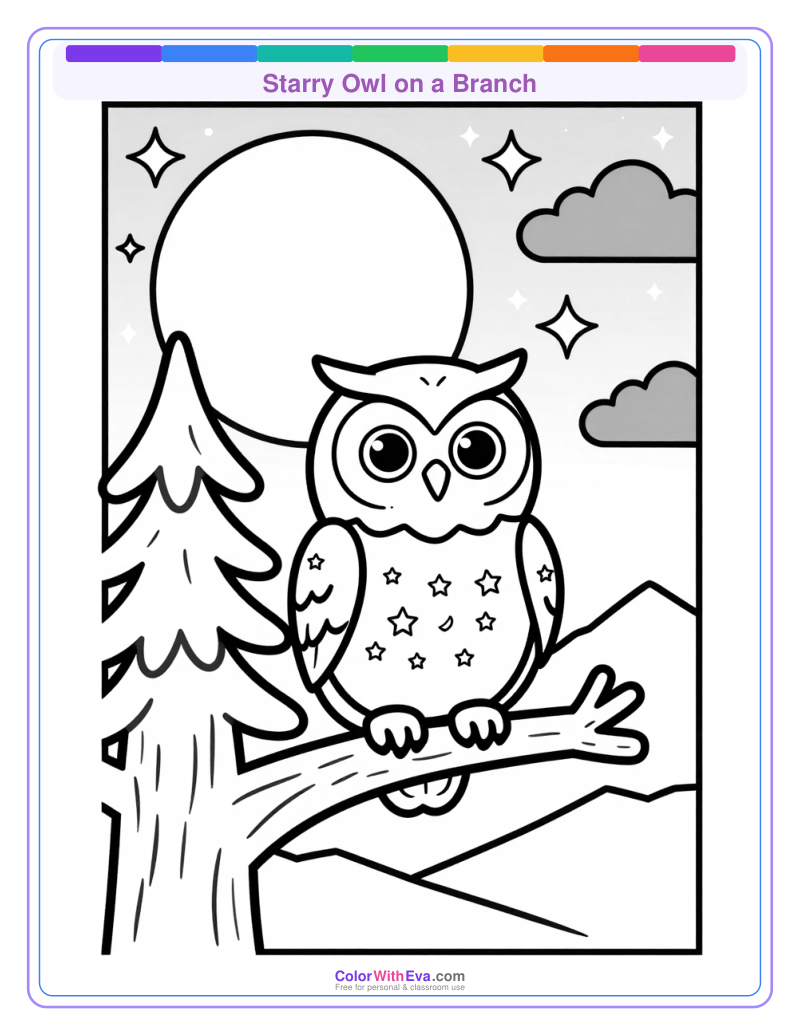 Starry Owl on a Branch preview