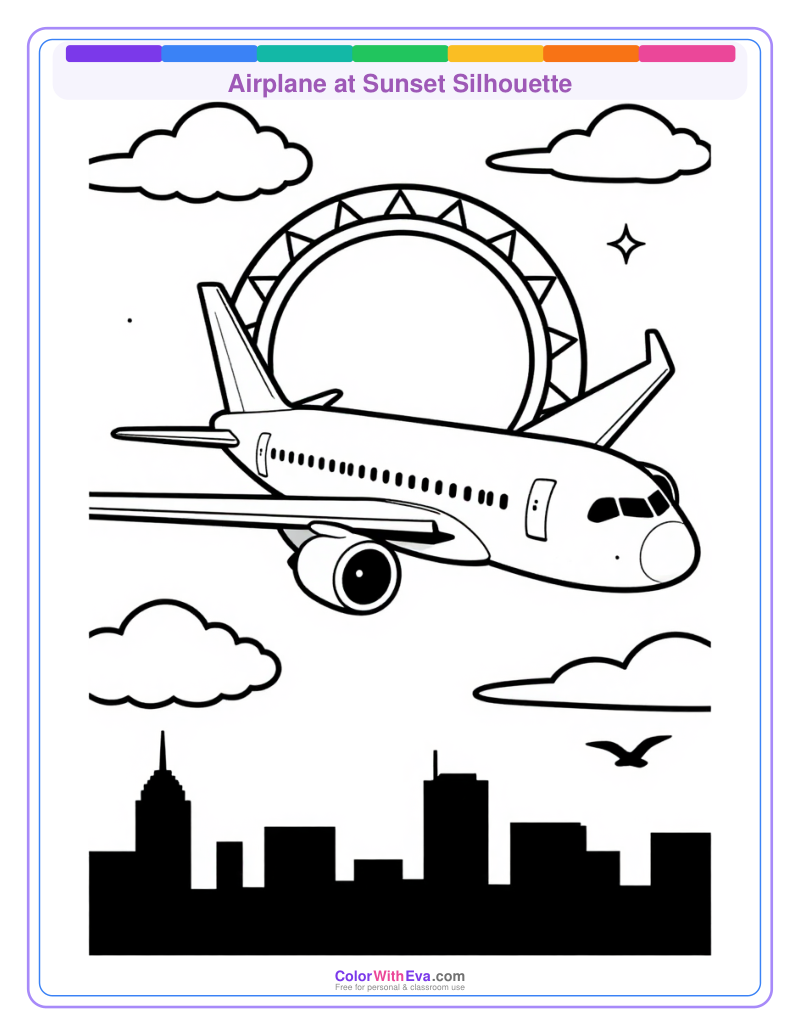 Airplane at Sunset Silhouette preview