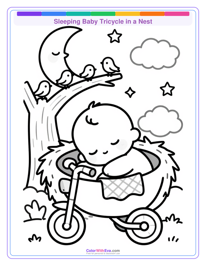 Sleeping Baby Tricycle in a Nest thumbnail