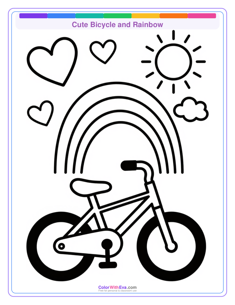 Cute Bicycle and Rainbow preview
