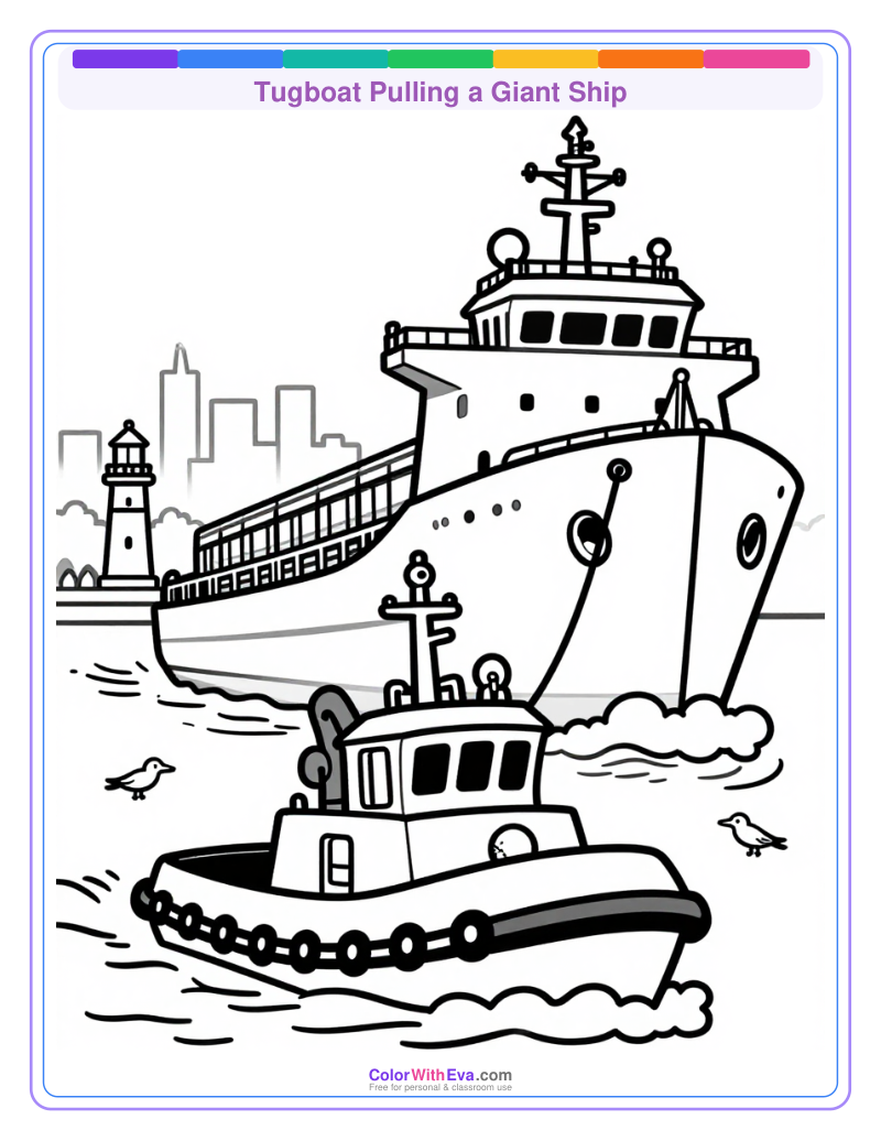 Tugboat Pulling a Giant Ship preview