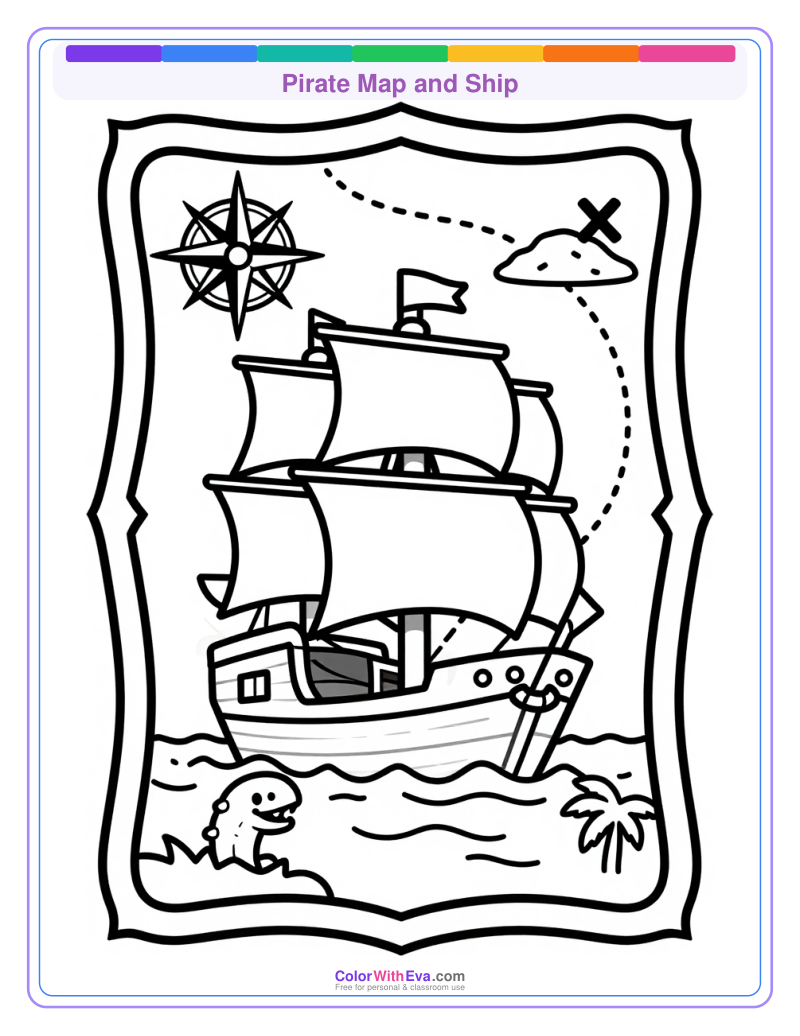 Pirate Map and Ship preview