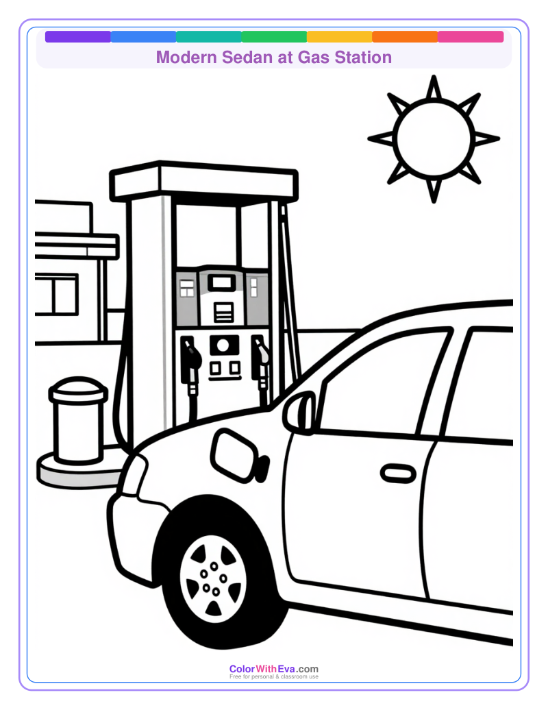 Modern Sedan at Gas Station preview