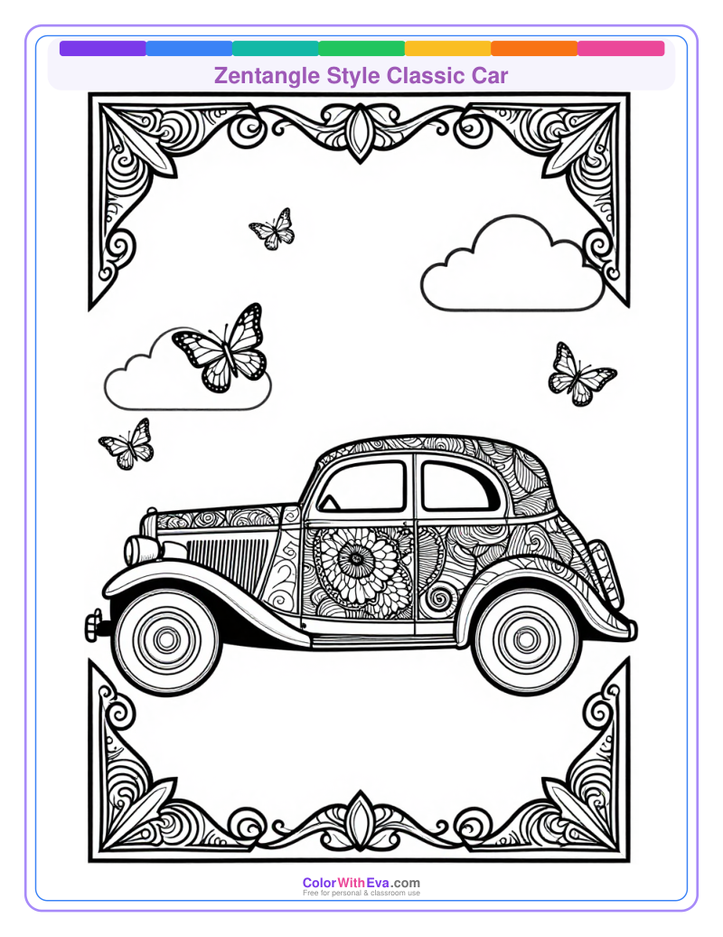 Zentangle Style Classic Car preview