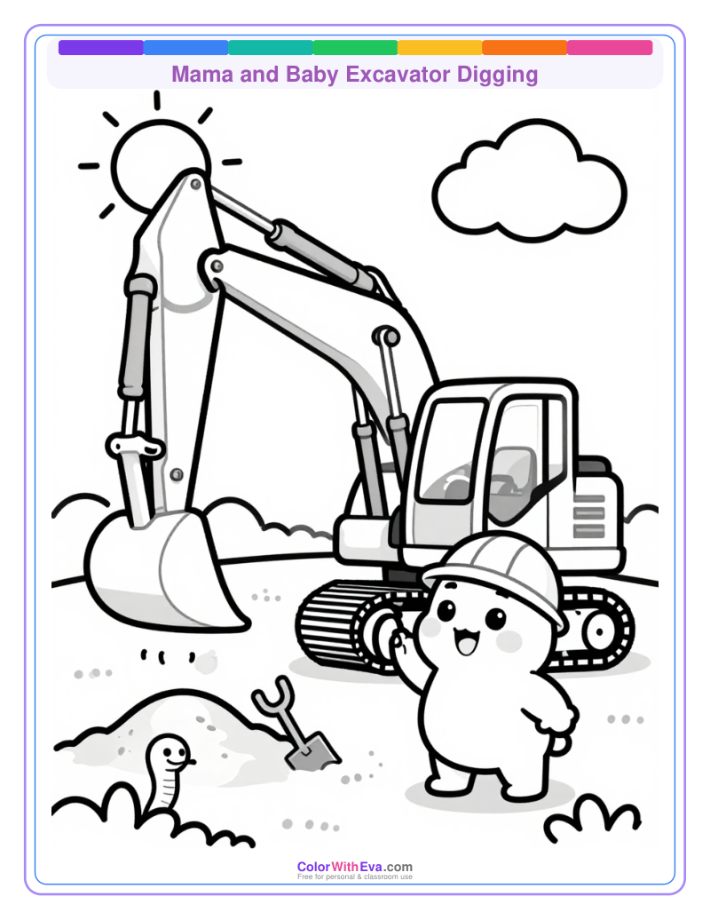 Mama and Baby Excavator Digging thumbnail