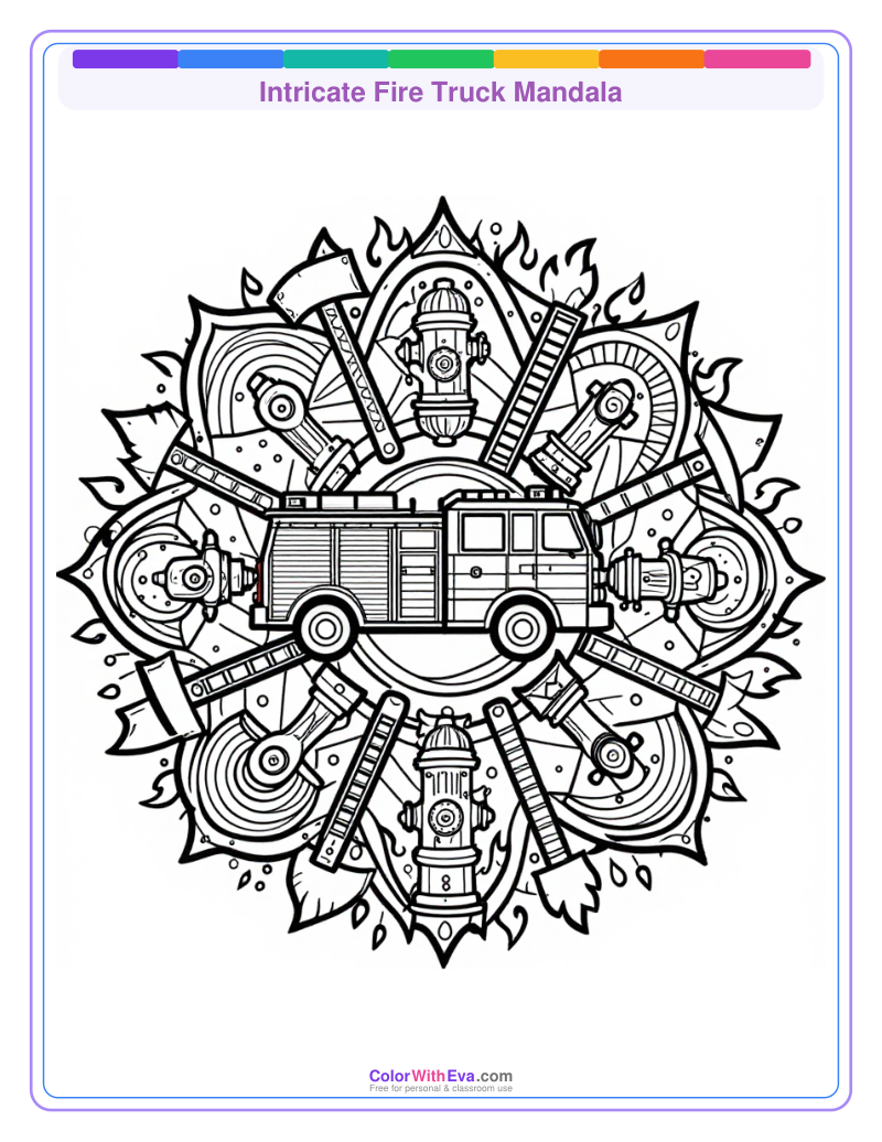 Intricate Fire Truck Mandala thumbnail