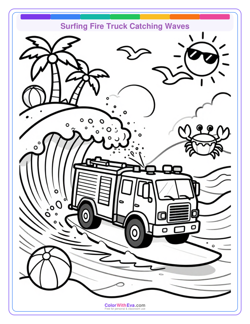 Surfing Fire Truck Catching Waves thumbnail