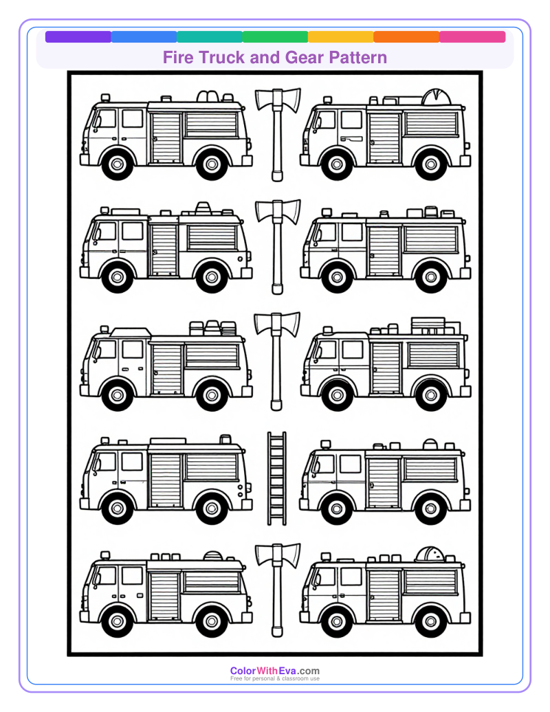 Fire Truck and Gear Pattern preview