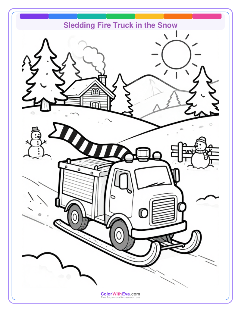 Sledding Fire Truck in the Snow thumbnail