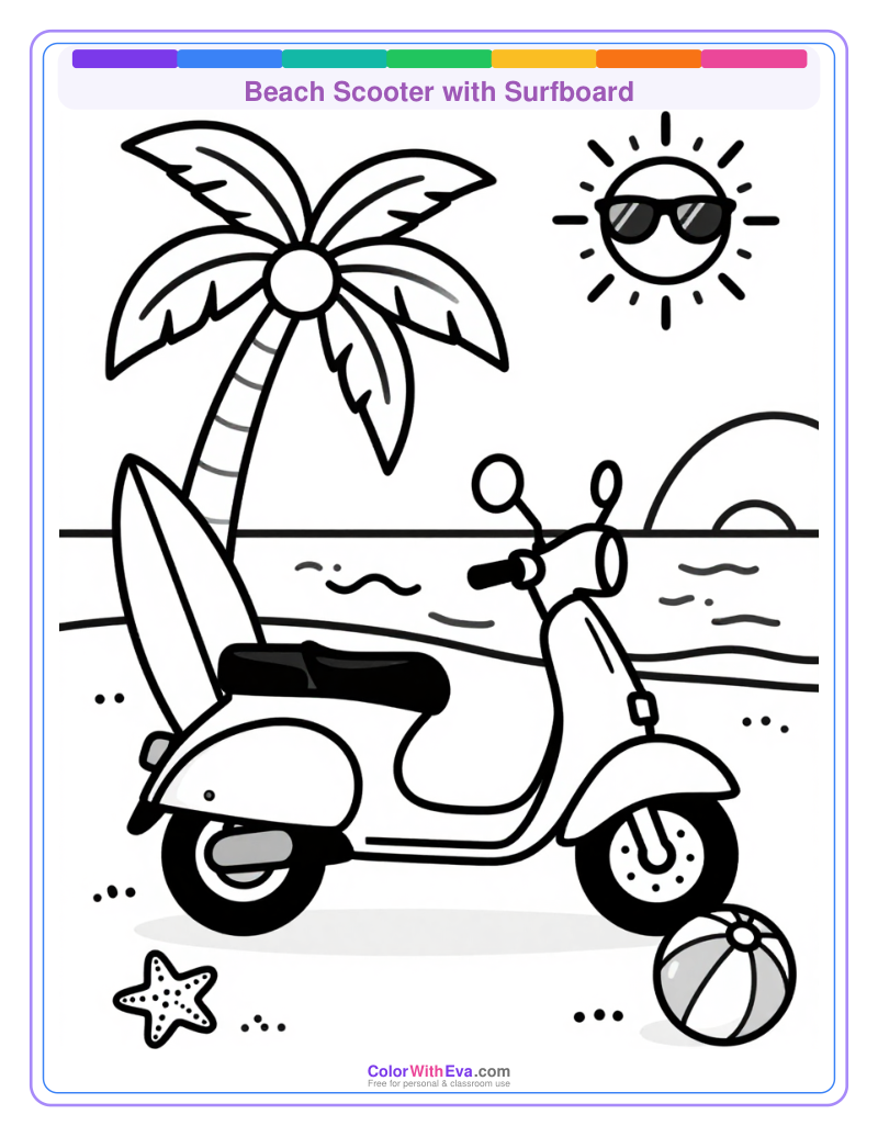 Beach Scooter with Surfboard preview