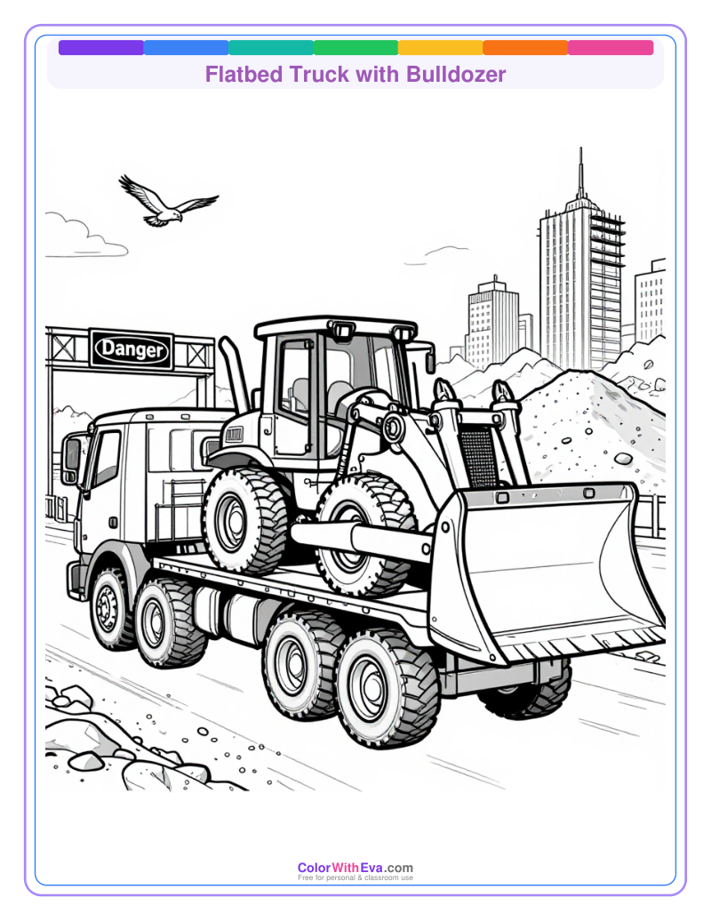 Flatbed Truck with Bulldozer preview