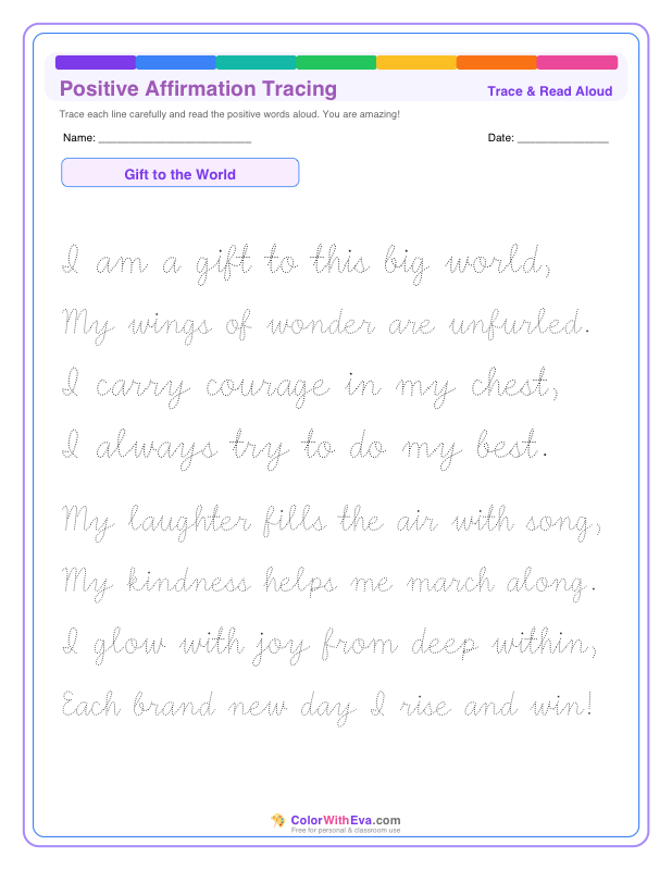 Positive Affirmation Tracing: Gift to the World thumbnail