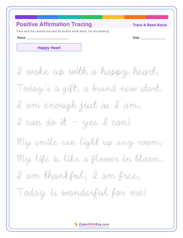 Positive Affirmation Tracing: Happy Heart thumbnail