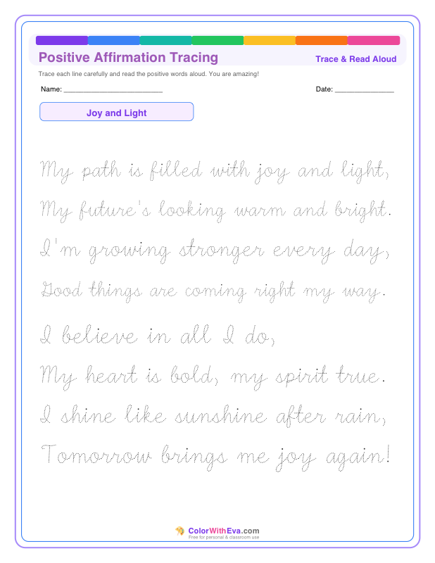 Positive Affirmation Tracing: Joy and Light thumbnail