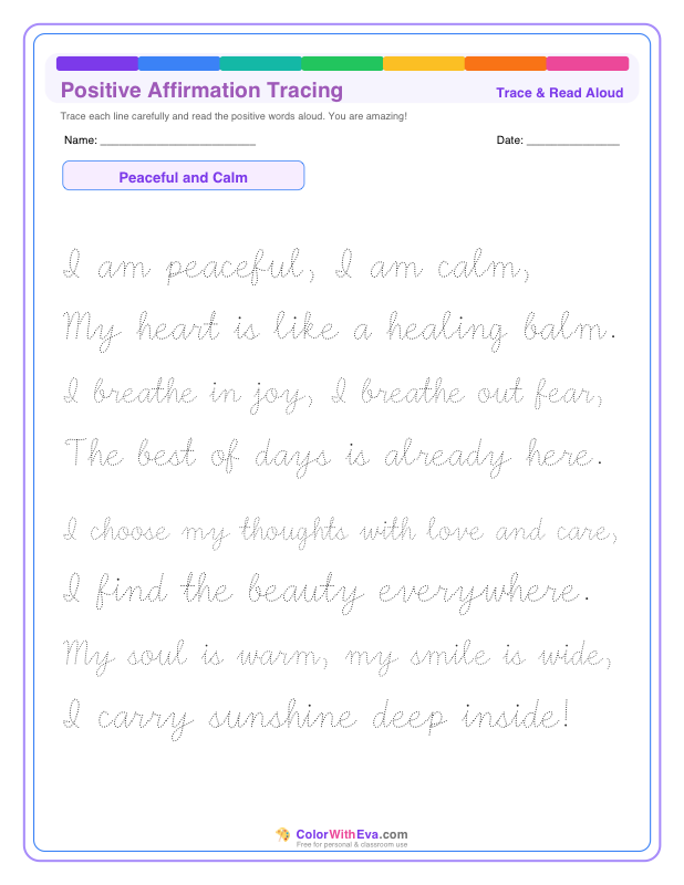 Positive Affirmation Tracing: Peaceful and Calm thumbnail
