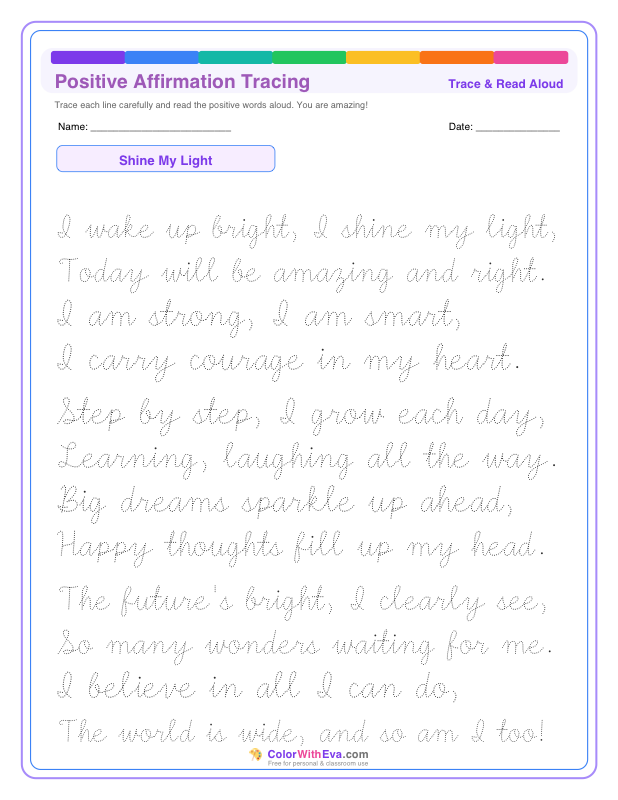 Positive Affirmation Tracing: Shine My Light thumbnail