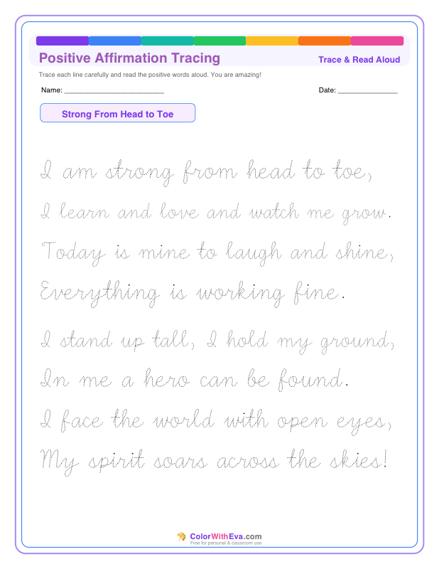 Positive Affirmation Tracing: Strong From Head to Toe thumbnail