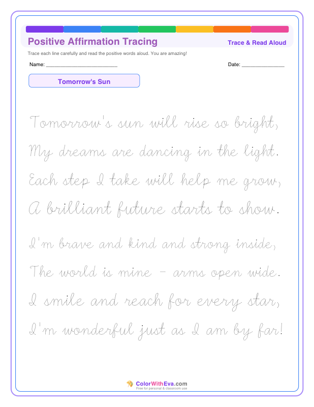 Positive Affirmation Tracing: Tomorrow's Sun thumbnail