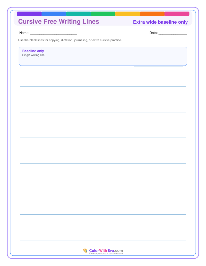 Cursive Free Writing Lines: Extra Wide Baseline thumbnail