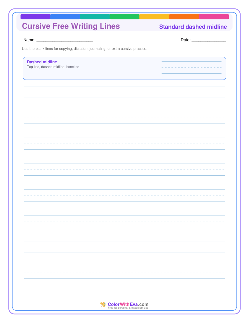 Cursive Free Writing Lines: Standard Guide thumbnail