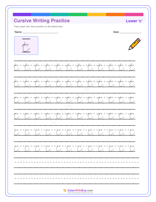 Cursive Writing Practice: Lowercase c thumbnail
