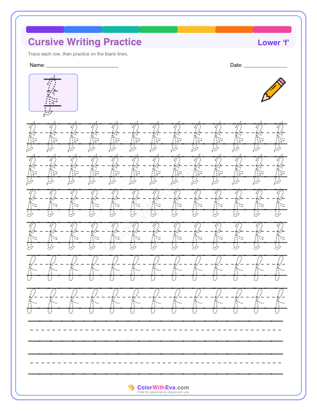 Cursive Writing Practice: Lowercase f thumbnail