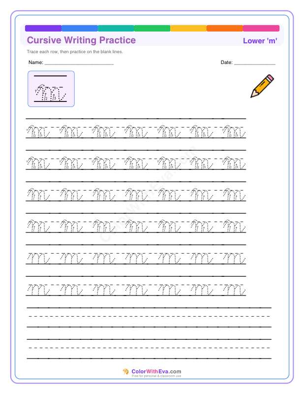 Cursive Writing Practice: Lowercase m thumbnail