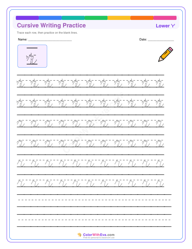 Cursive Writing Practice: Lowercase r thumbnail