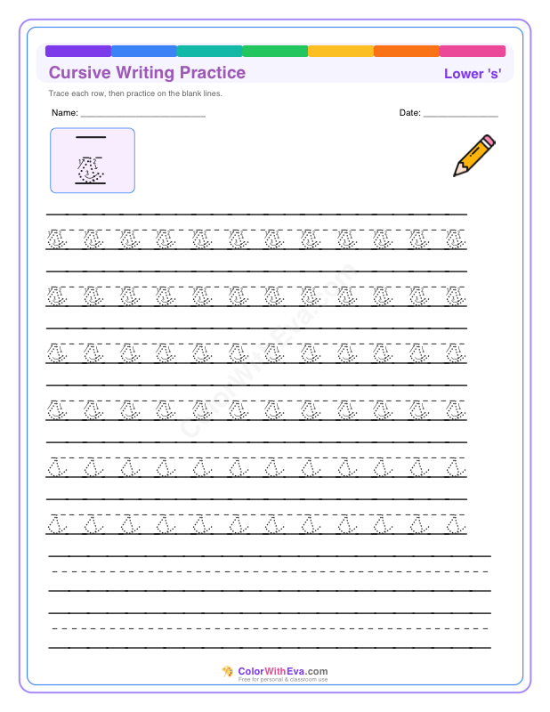 Cursive Writing Practice: Lowercase s thumbnail