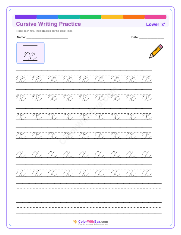 Cursive Writing Practice: Lowercase x thumbnail