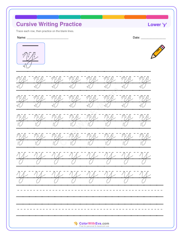 Cursive Writing Practice: Lowercase y thumbnail