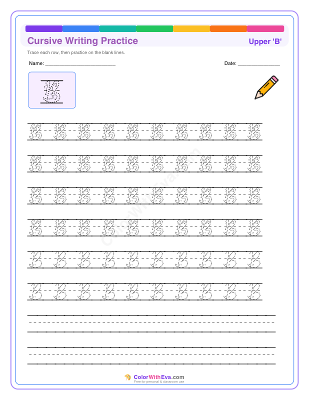 Cursive Writing Practice: Uppercase B thumbnail