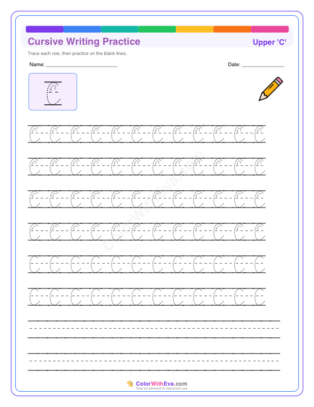 Cursive Writing Practice: Uppercase C thumbnail