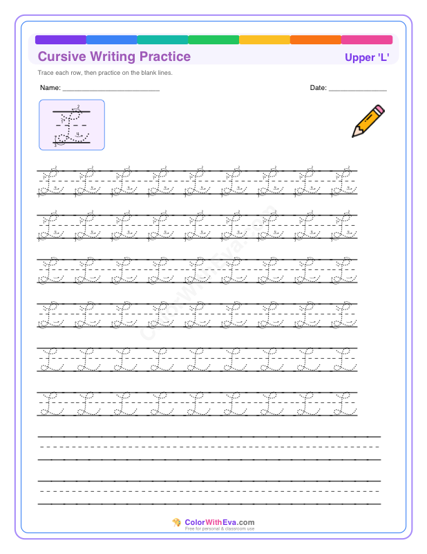 Cursive Writing Practice: Uppercase L thumbnail