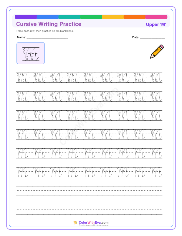 Cursive Writing Practice: Uppercase M thumbnail